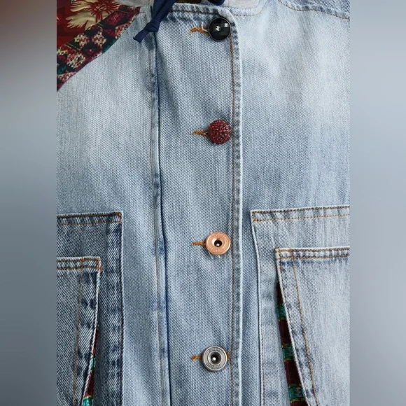 ⭐️ Desigual Oversize Denim Hooded Jacket “Cronos Jean hoodie style - Picture 4 of 8